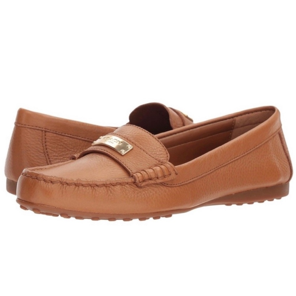 Coach Designer Fredrica Pebble Grain Leather Slip-On Loafers Flats Shoes